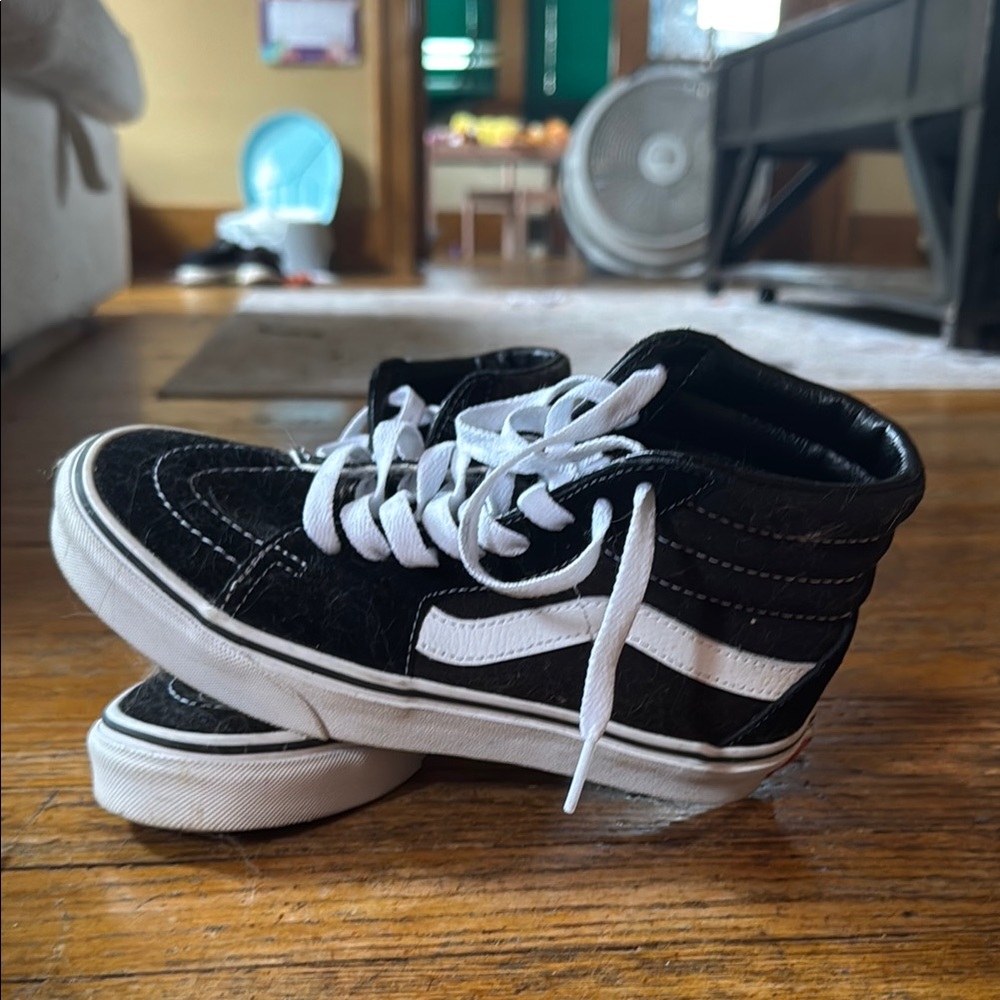 Vans Black and White Sneakers with Signature Side Stripe